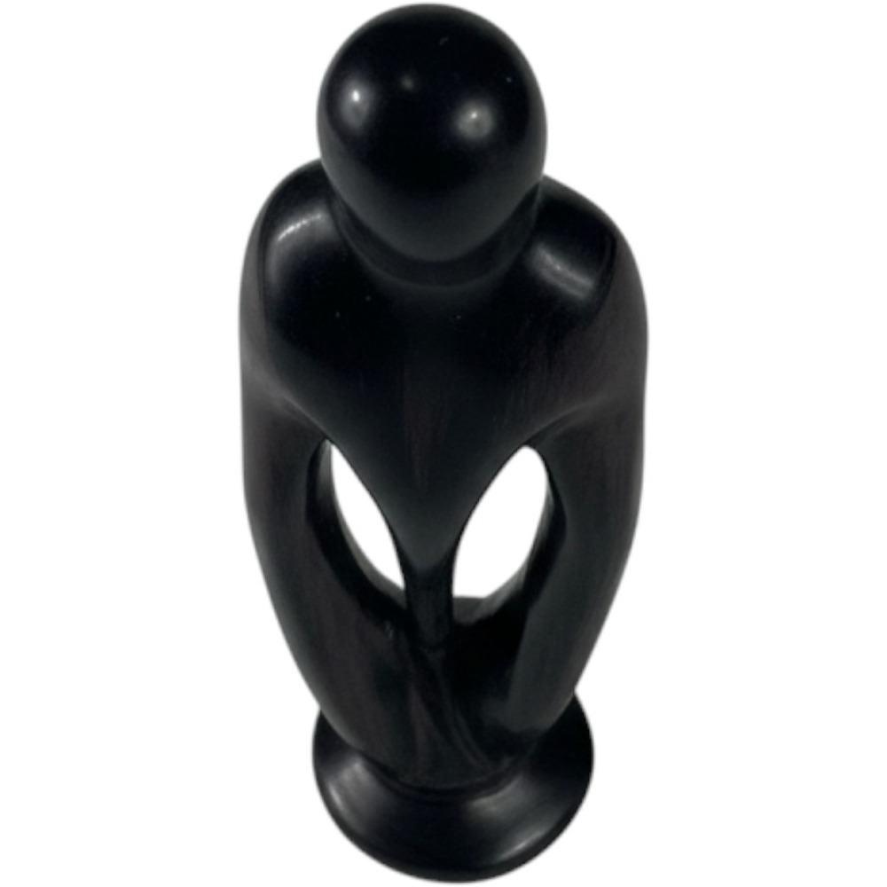 Signed Mother & Child Sculpture 11.5" Hand Carved Black Soapstone African Style - Picture 3 of 12